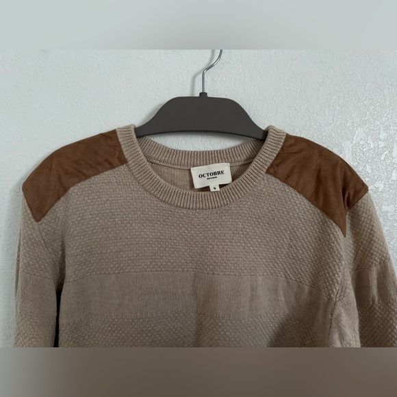 OCTOBRE Editions/Sezane Men’s tan sweater Made in Portugal 100% merino wool - Picture 5 of 6